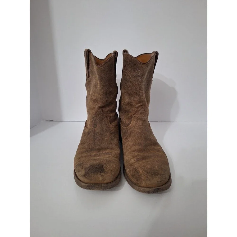 Ralph Lauren Purple Label Women's Brown Suede Leather Ankle Boots Sz 7.5 Cowgirl